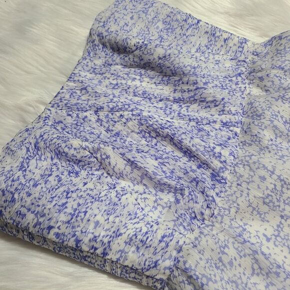 Shoshanna|100% Silk Strapless Blue Floral Mini Dress, 8 - Picture 5 of 8